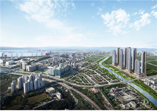 반도건설 고덕신도시 '유보라 더 크레스트' 광역 조감도. <반도건설 제공>